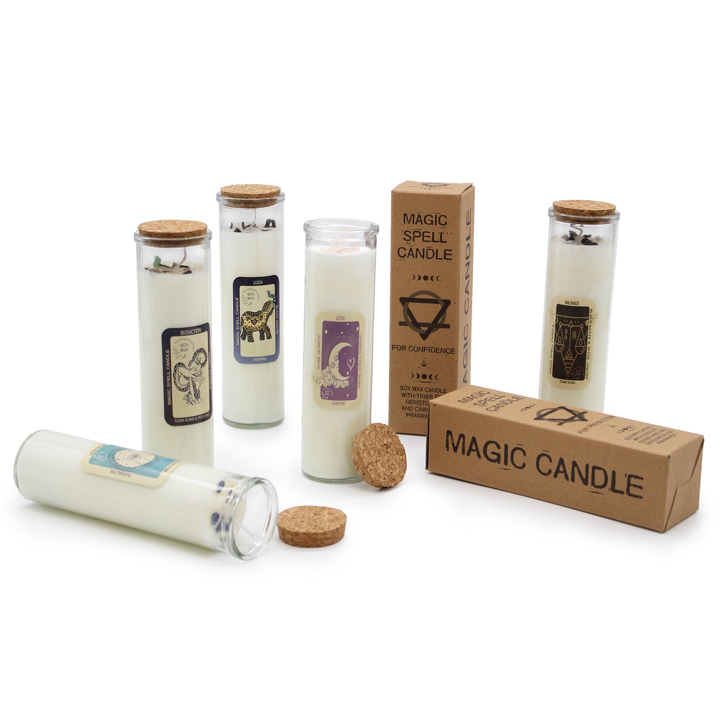 🔮 Magic Spell Candles – Hand-Poured Soy Wax with Gemstone Crystals & Intuitive Fragrances