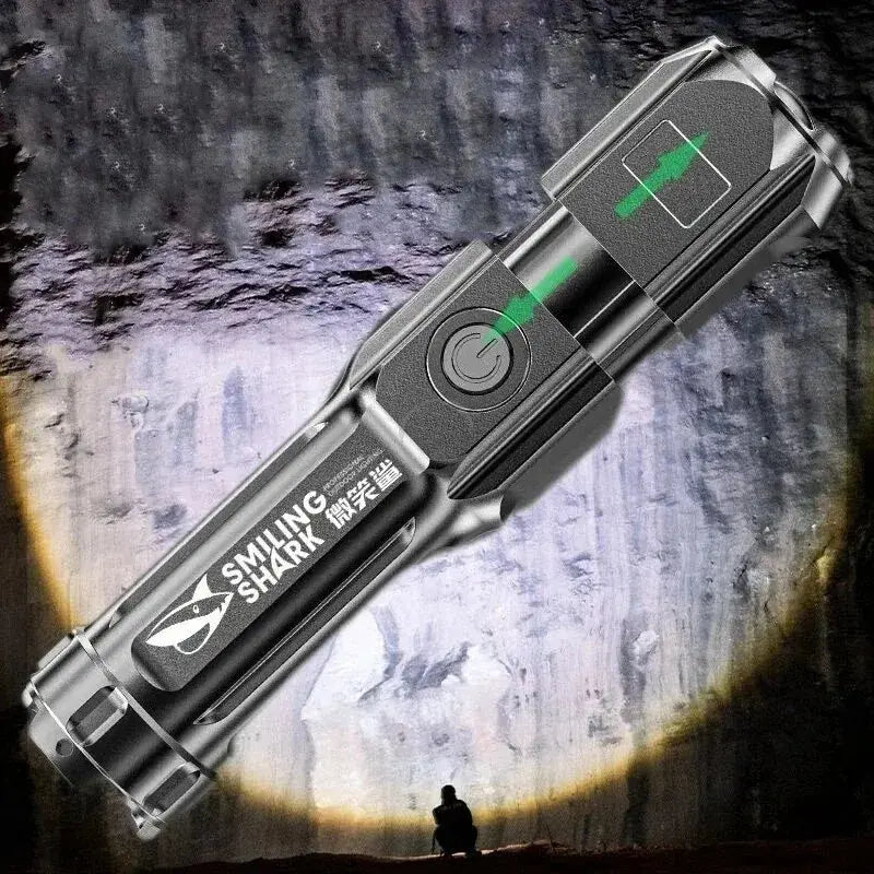 4-Mode LED Flashlight – Telescopic Zoom Tactical Torch | USB Rechargeable Long-Range Spotlight for Camping & Outdoors Ditzy Petunia