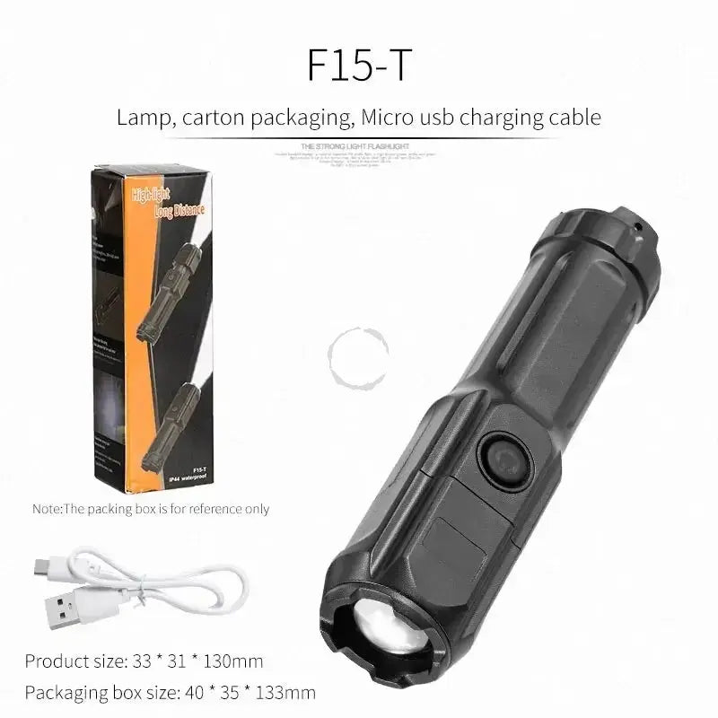 4-Mode LED Flashlight – Telescopic Zoom Tactical Torch | USB Rechargeable Long-Range Spotlight for Camping & Outdoors Ditzy Petunia