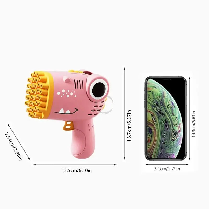 40-Hole Dinosaur Bubble Machine – Handheld Electric Bubble Gun Toy for Outdoor Fun, Parties, and Weddings (No Bubble Water) Ditzy Petunia