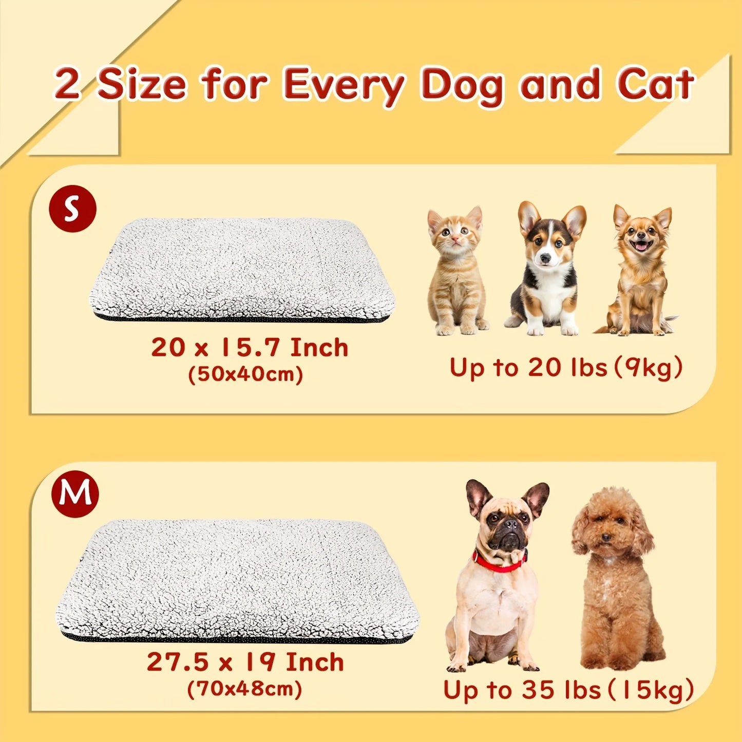Self-Heating Pet Pad Blanket for Cats & Dogs - Washable Thermal Cushion Mat