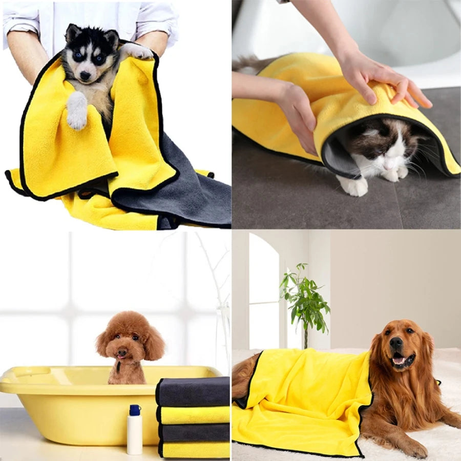 Microfiber Dog Bathing Towel – Absorbent Pet Bathrobe for Drying and Cleaning
