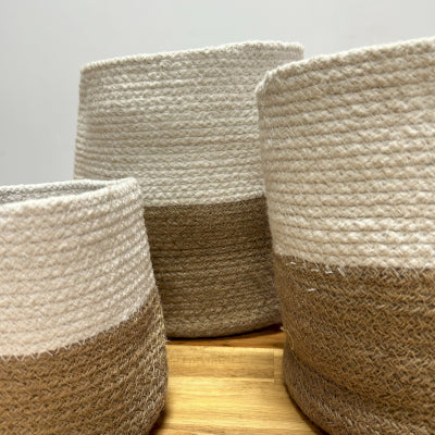 Cotton Rope Storage Baskets – Large Laundry Bin or 3-Piece Decorative Set