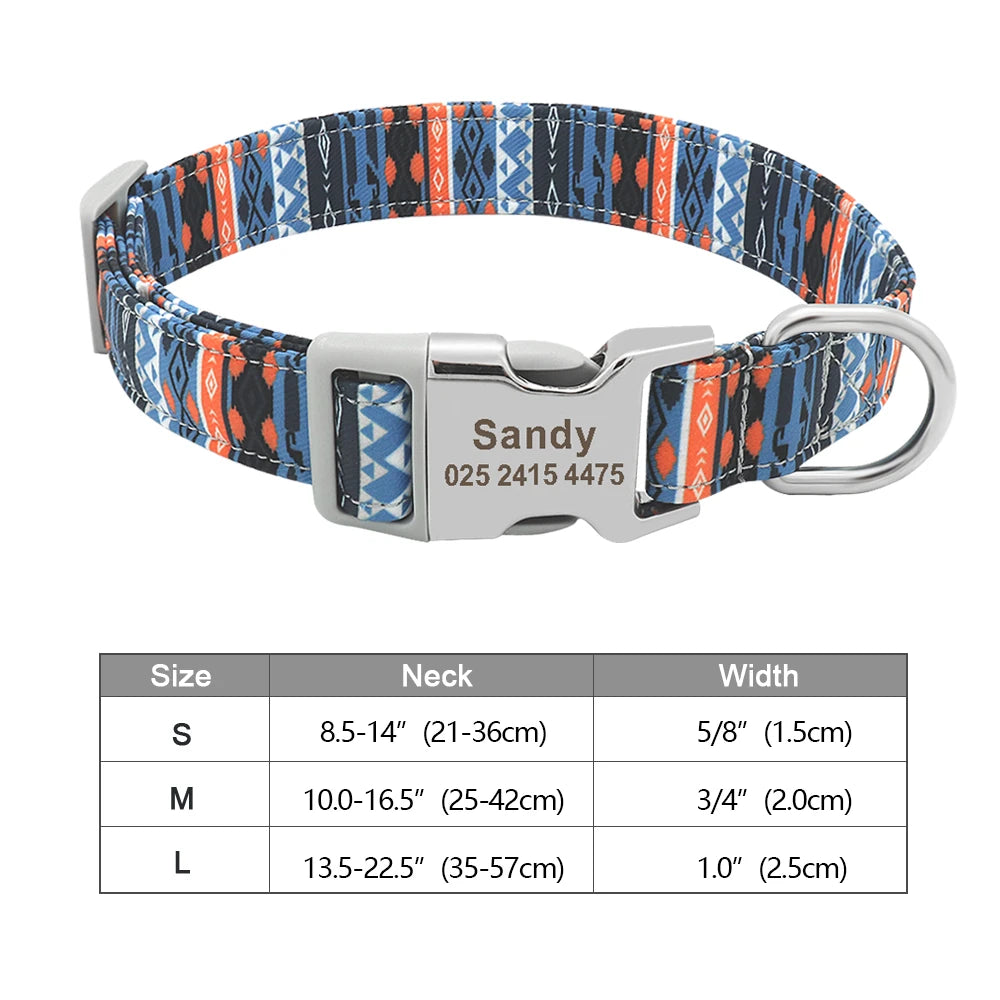 Personalized Nylon Dog or Cat Collar with Engraved ID – Adjustable Anti-Lost Nameplate for Small, Medium & Large Dogs Ditzy Petunia