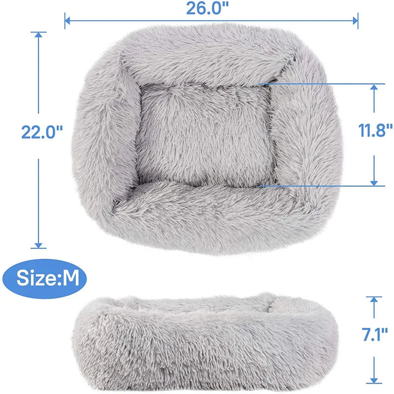 Luxury Plush Dog Bed - Washable Calming Pet Bed : XXL (110x90 cm)