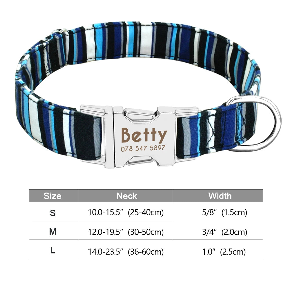 Personalized Nylon Dog or Cat Collar with Engraved ID – Adjustable Anti-Lost Nameplate for Small, Medium & Large Dogs Ditzy Petunia