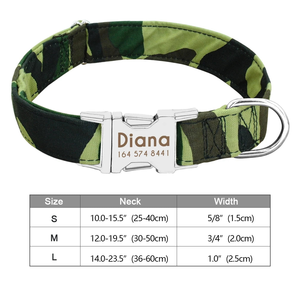 Personalized Nylon Dog or Cat Collar with Engraved ID – Adjustable Anti-Lost Nameplate for Small, Medium & Large Dogs Ditzy Petunia