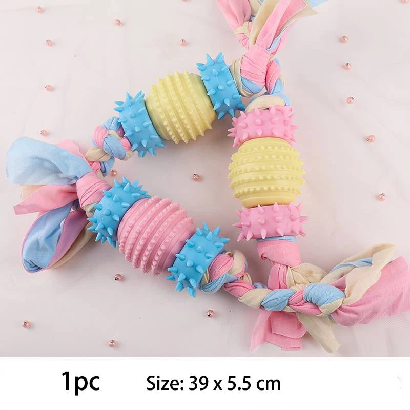 Durable Rubber Chew Toys for Dogs - Non-Toxic & Teeth Cleaning | Pink, Blue, Yellow Ditzy Petunia