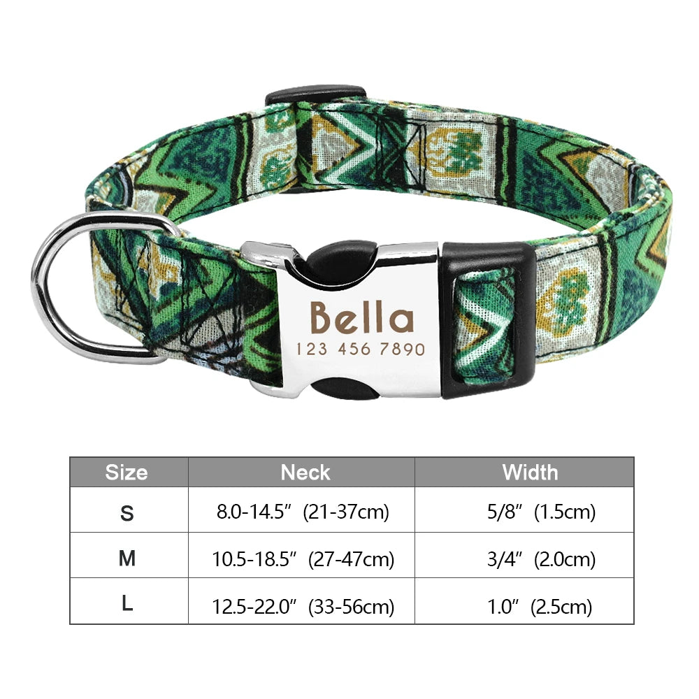 Personalized Nylon Dog or Cat Collar with Engraved ID – Adjustable Anti-Lost Nameplate for Small, Medium & Large Dogs Ditzy Petunia
