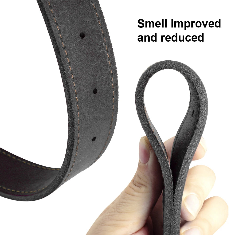 Personalized Genuine Leather Dog Collar & Leash Set – Adjustable & Durable for Small to Large Breeds