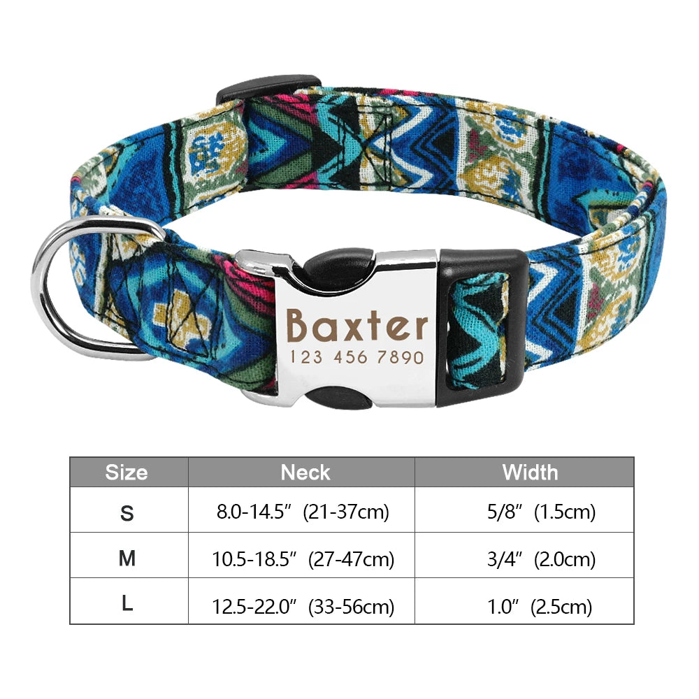 Personalized Nylon Dog or Cat Collar with Engraved ID – Adjustable Anti-Lost Nameplate for Small, Medium & Large Dogs Ditzy Petunia