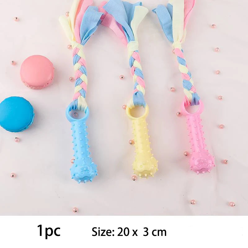 Durable Rubber Chew Toys for Dogs - Non-Toxic & Teeth Cleaning | Pink, Blue, Yellow Ditzy Petunia
