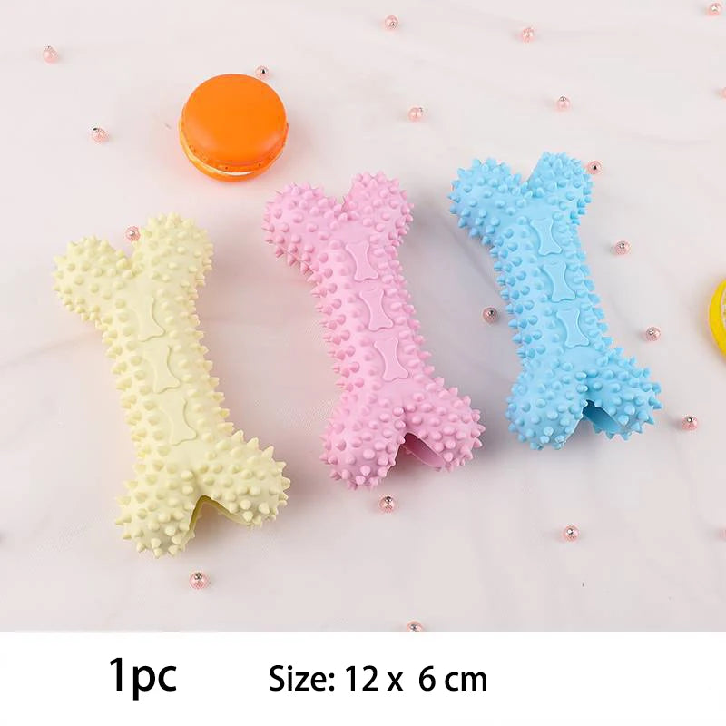 Durable Rubber Chew Toys for Dogs - Non-Toxic & Teeth Cleaning | Pink, Blue, Yellow Ditzy Petunia