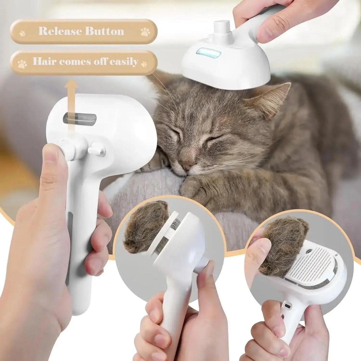 Pet Grooming Spray Comb – Remove Floating Hair, Fluffs, and Tangles | Water Steam Styling Tool for Dogs & Cats | Pet Hair Care Accessories Ditzy Petunia