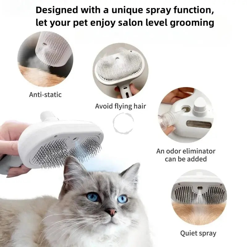 Pet Grooming Spray Comb – Remove Floating Hair, Fluffs, and Tangles | Water Steam Styling Tool for Dogs & Cats | Pet Hair Care Accessories Ditzy Petunia