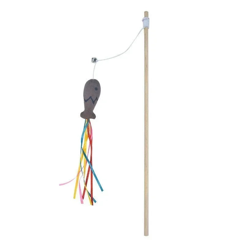 Cat Wand Toy with Ribbons, Catnip & Bells | Interactive Cat Teaser for Indoor Cats