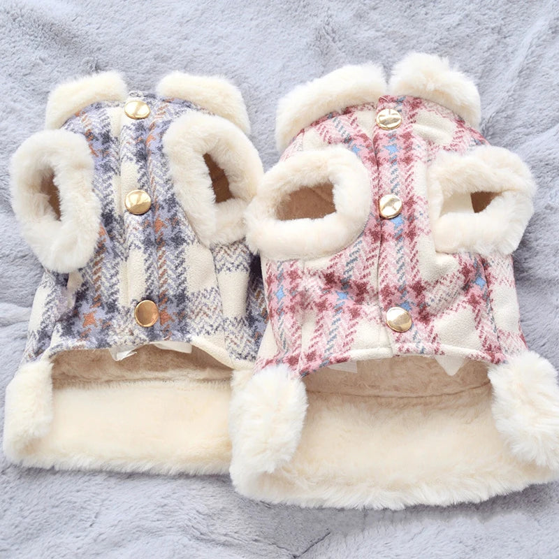 Warm Dog Coat Jacket with D-ring – Thickened Pet Clothes for Small Medium Dogs (Chihuahua, Yorkshire)
