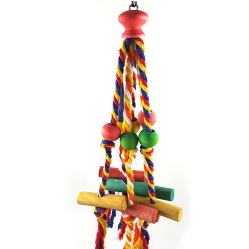 8PCS Natural Wooden Bird Toys – Swing, Perch, Bridge & More
