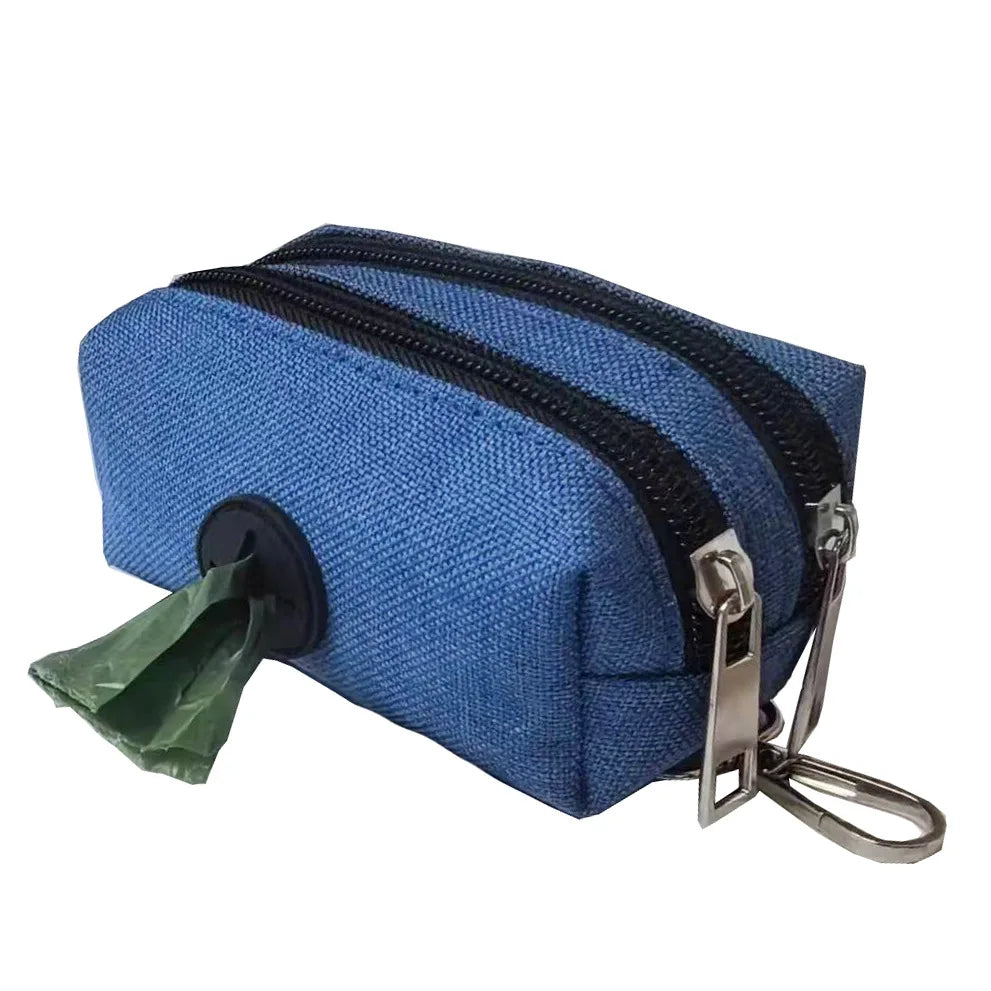 Portable Dog Poop Bag Dispenser with Auto-Lock Zipper, Waterproof Oxford Fabric, 2 Pockets for Leash, Key & Cards Ditzy Petunia