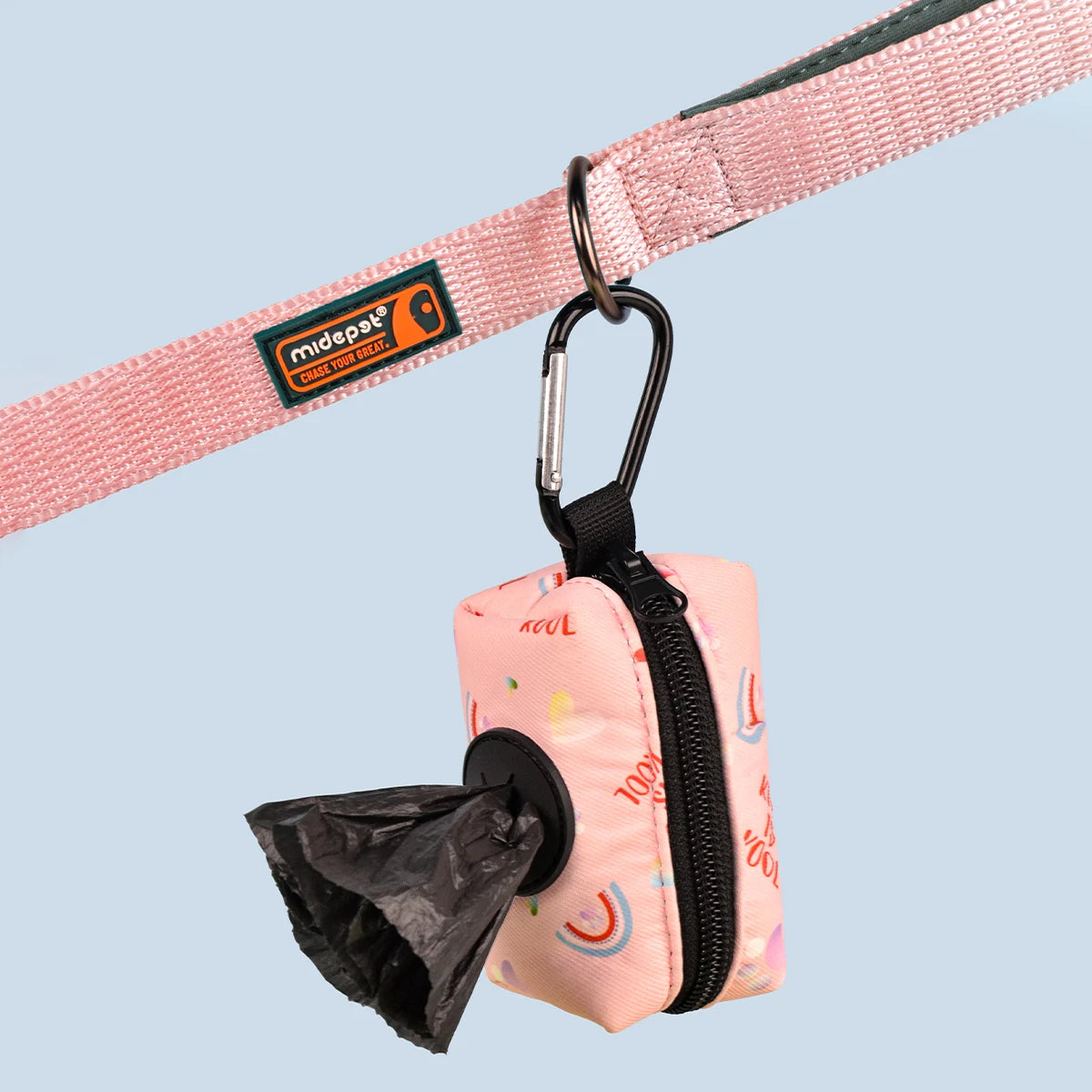 Durable Dog Poop Bag Dispenser with Metal Carabiner - Random Pattern Design (Without Poo Bag And Leash) Ditzy Petunia