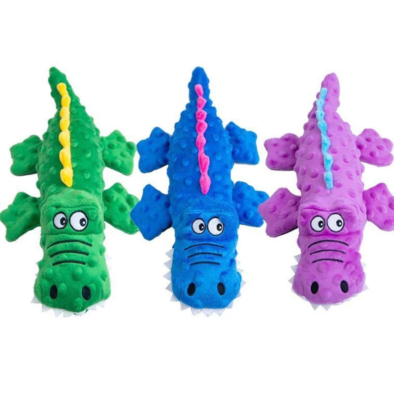 Soft Plush Crocodile Dog Squeaky Toy - Interactive Chew Toy for Small & Large Dogs, Cats