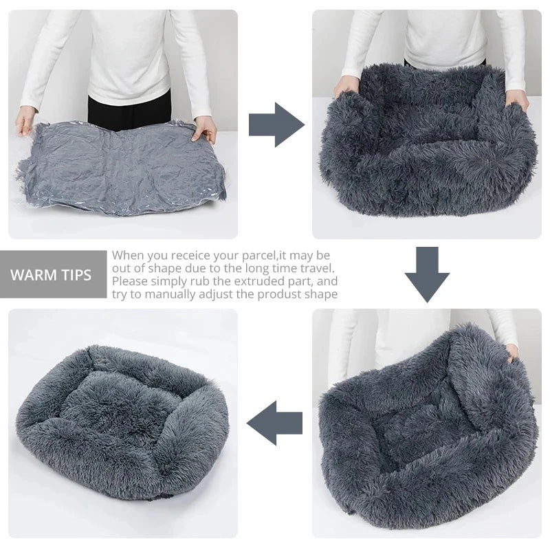 Rectangle Plush Dog Bed - Winter Warm Mat for Small, Medium, Large Dogs & Cats | Kennel, Puppy Cushion, Sofa Accessories Ditzy Petunia