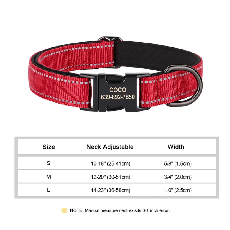 Reflective Personalized Dog Collar with Engraved ID – Soft Padded Nylon Adjustable Collar for All Dog Sizes Ditzy Petunia