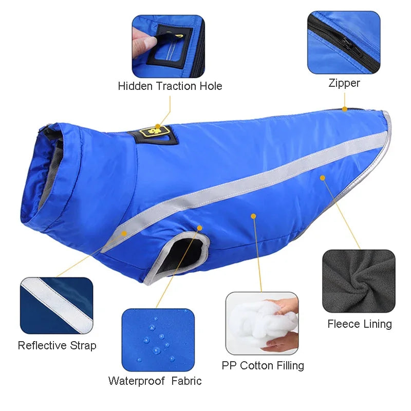 Waterproof Winter Dog Clothes for Large Dogs | Warm Big Dog Jackets | Padded Fleece Pet Coat with Safety Reflective Design | Durable Dog Clothing Ditzy Petunia