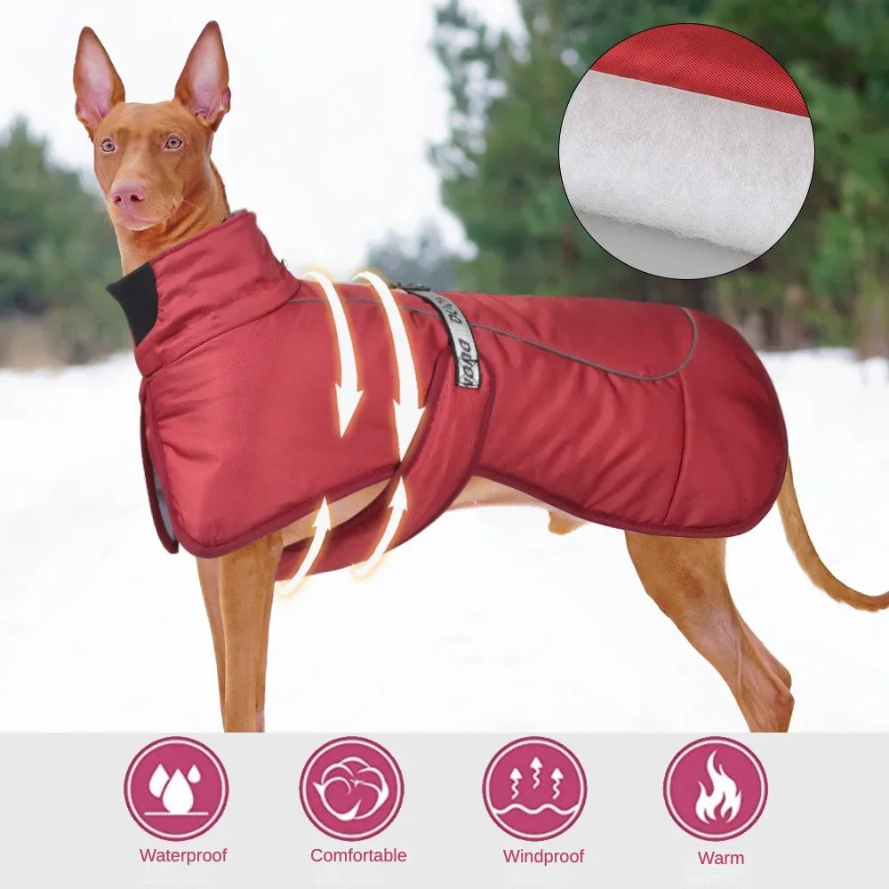 Waterproof Winter Dog Coat with Harness – Warm Fleece Jacket for Large Dogs