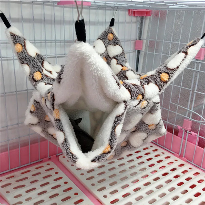 Hamster Hideout Cage Fleece Hammock, Guinea Pig, Sugar Glider, Rat Sleeping Bed