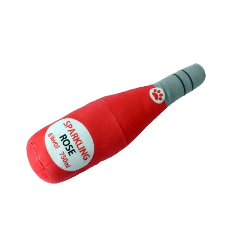 Plush Bottle-Shaped Dog Toys – Squeaky, Soft, and Chew-Friendly