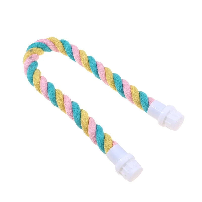 Corduroy Bird Rope Perch - Flexible and Durable Bird Cage Accessory | Cotton Rope & Iron Wire
