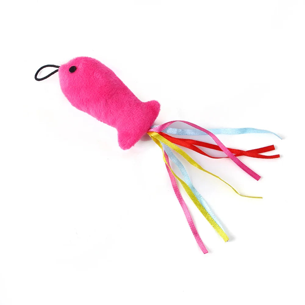 9-Pack Interactive Cat Toys – Colorful Feather Replacement Set with Tassel Fishing Rod