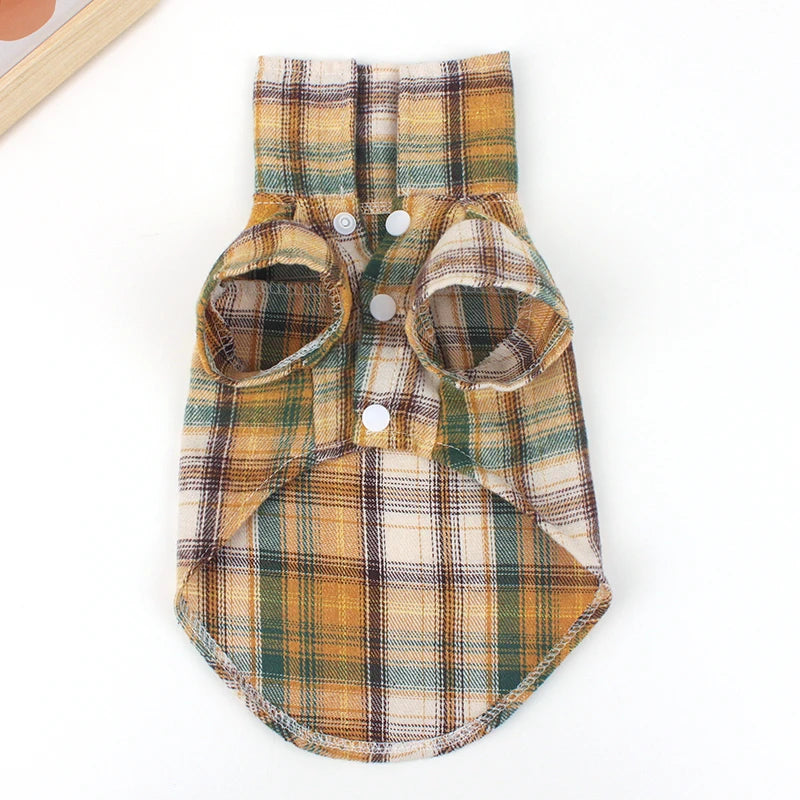 British Style Plaid Dog Shirt - Summer Pet Clothes for Small Dogs & Puppies | Lightweight & Stylish