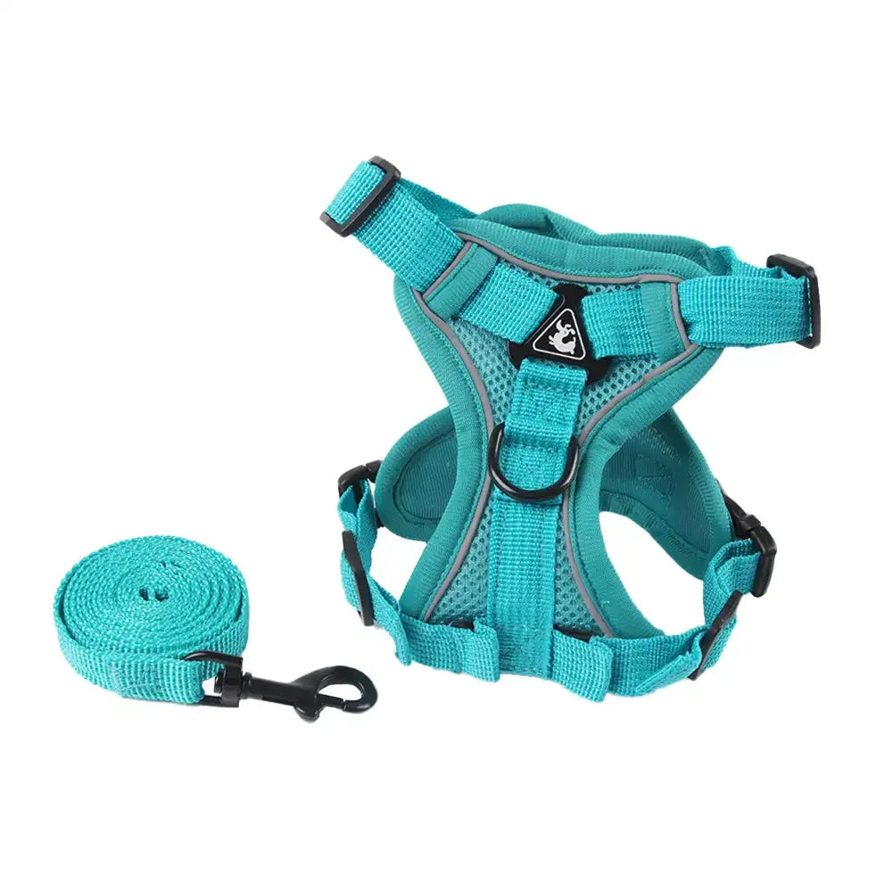Reflective Adjustable Saddle Dog Harness & Leash Set – No-Pull Halter for Small to Large Dogs