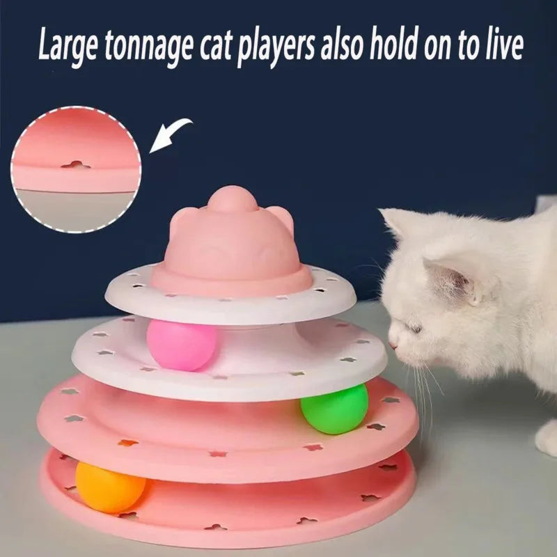 4-Level Cat Tower Ball Toy – Interactive Puzzle & Play Track