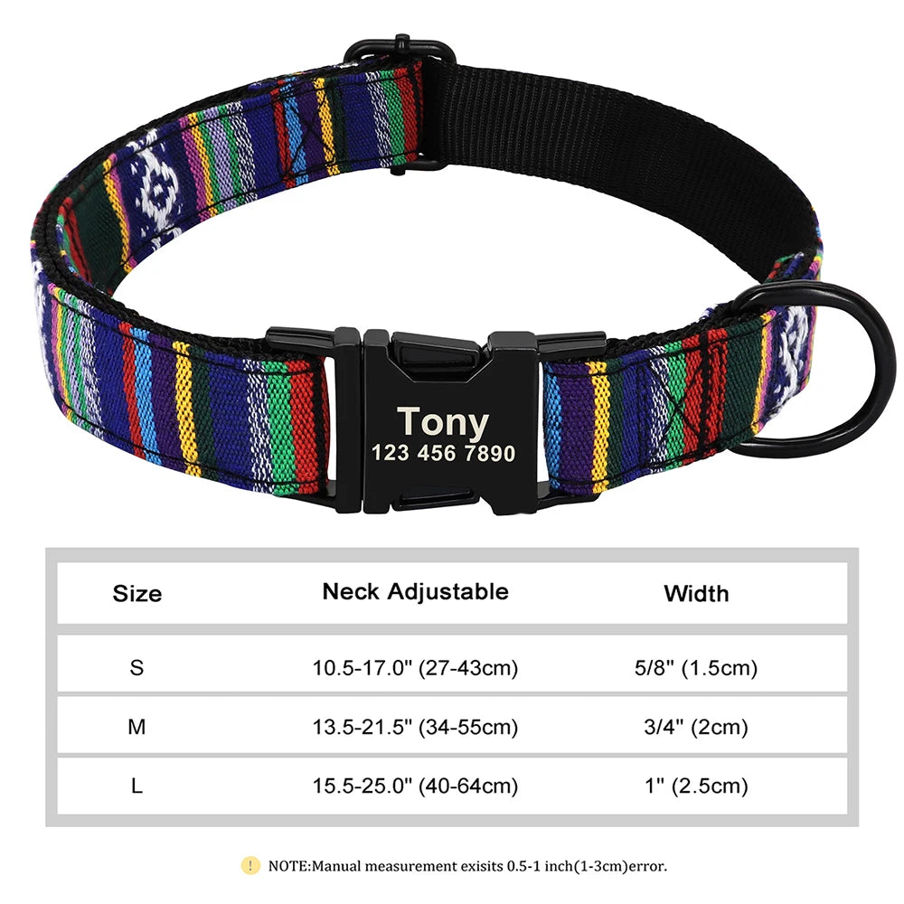 Personalized Nylon Dog or Cat Collar with Engraved ID – Adjustable Anti-Lost Nameplate for Small, Medium & Large Dogs Ditzy Petunia