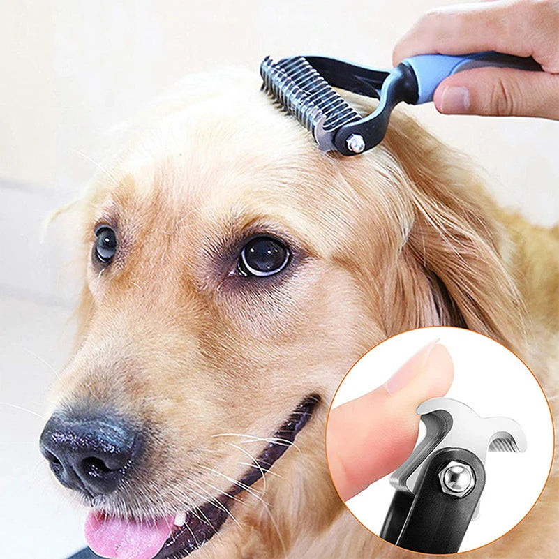 Professional Pet Deshedding Brush for Dogs and Cats - Fur Knot Cutter & Grooming Comb