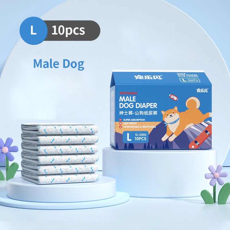 Disposable Dog Diapers – Leakproof Super Absorbent Nappies for Male & Female Dogs, 10 Pack Ditzy Petunia