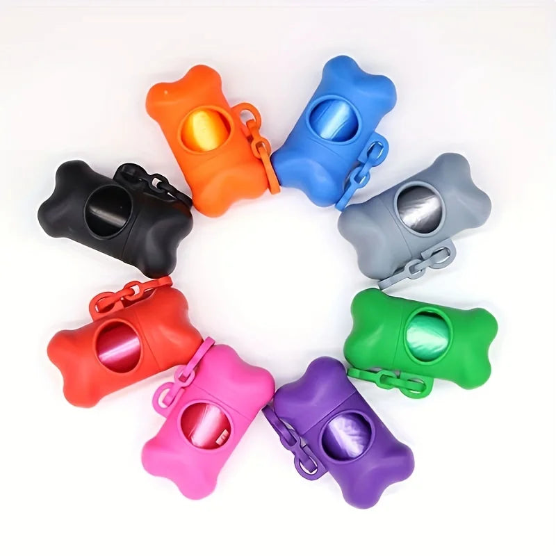 🦴 Portable Bone-Shaped Dog Waste Bag Holder – Includes Disposable Bags for Outdoor Walks