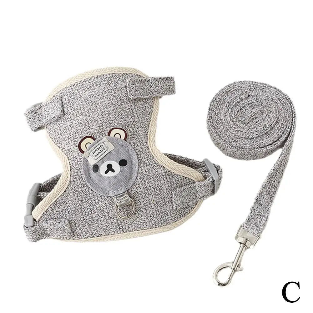 Adjustable Pet Leash with Chest Strap - Safe, Durable Polyester for Small Pets Ditzy Petunia