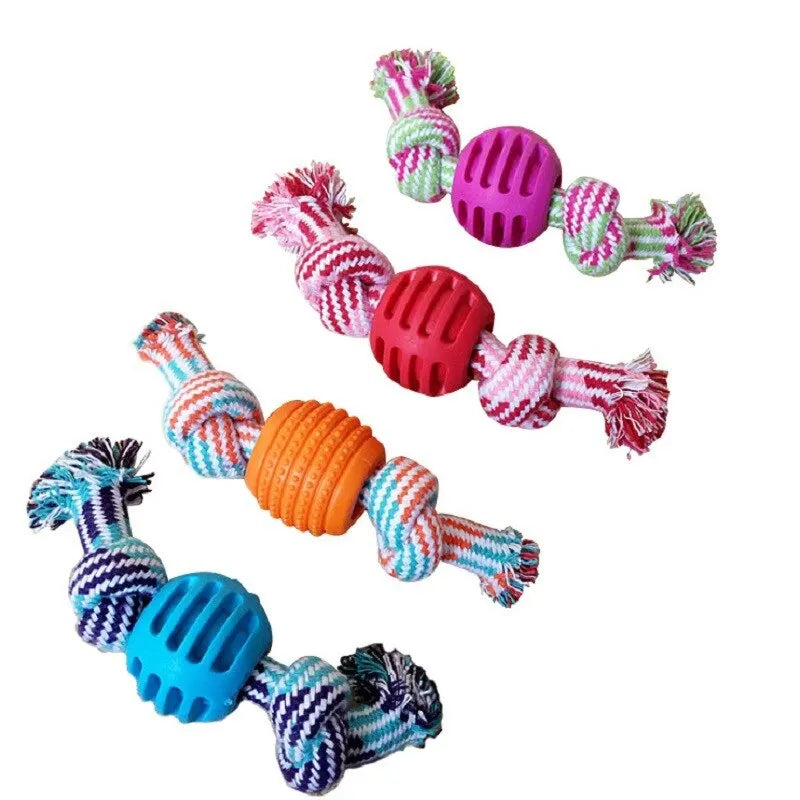 Bite Resistant Dog Rope Toy - Interactive Cotton Bone Chew Knot for Small Puppies, Teeth Cleaning Durable Dog Toy
