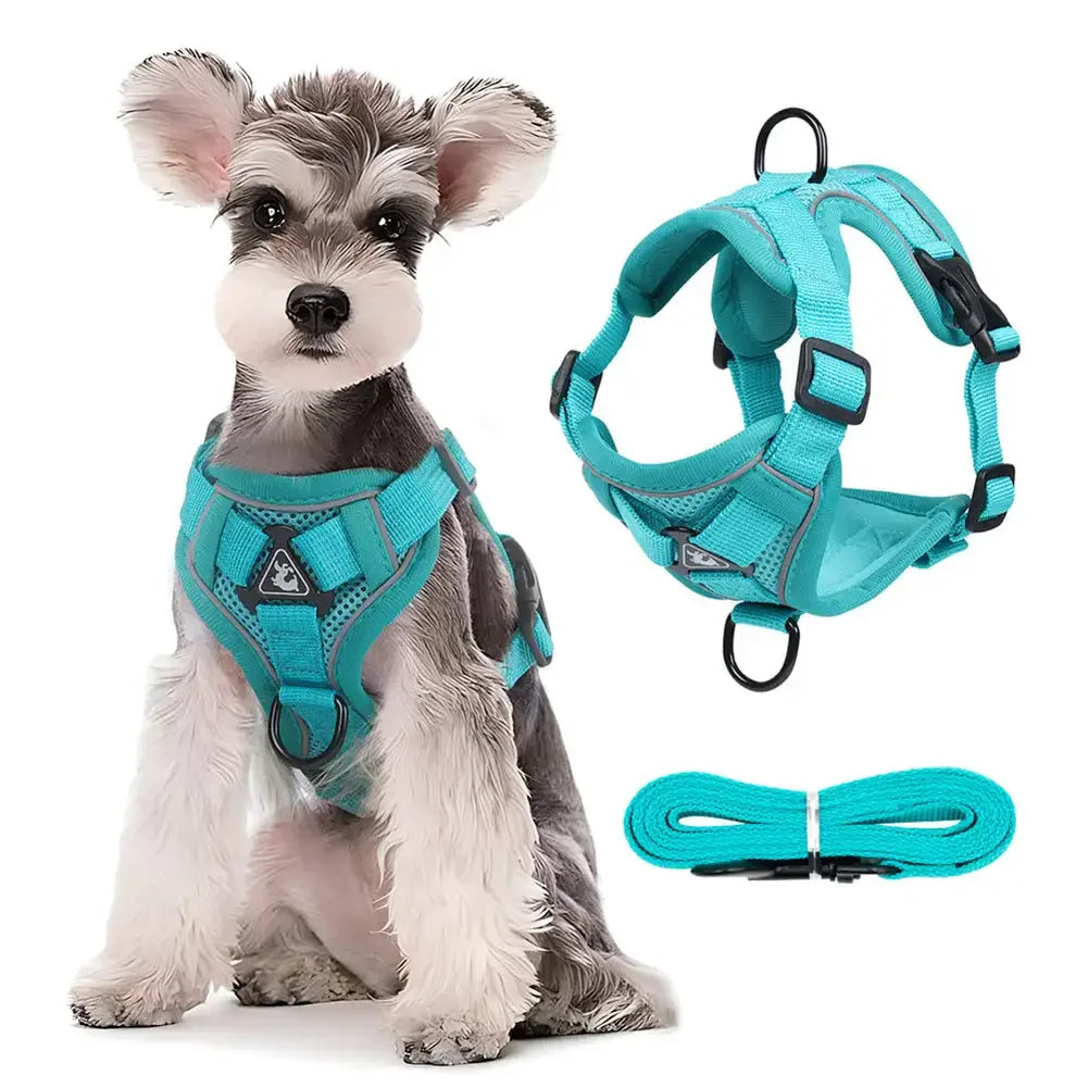Reflective Adjustable Saddle Dog Harness & Leash Set – No-Pull Halter for Small to Large Dogs