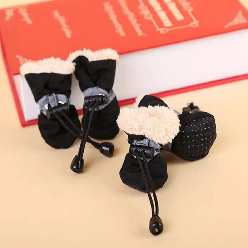 4pcs Anti-skid Waterproof Dog Boots – Warm, Non-Slip Paw Protectors for Small and Medium Dogs
