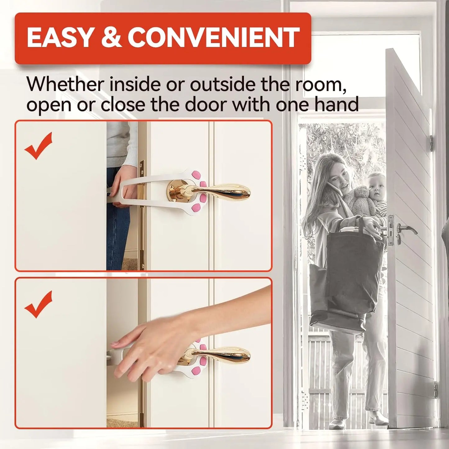 Adjustable Cat Door Holder Latch - Keeps Dogs Out, Flexible Gate Lock