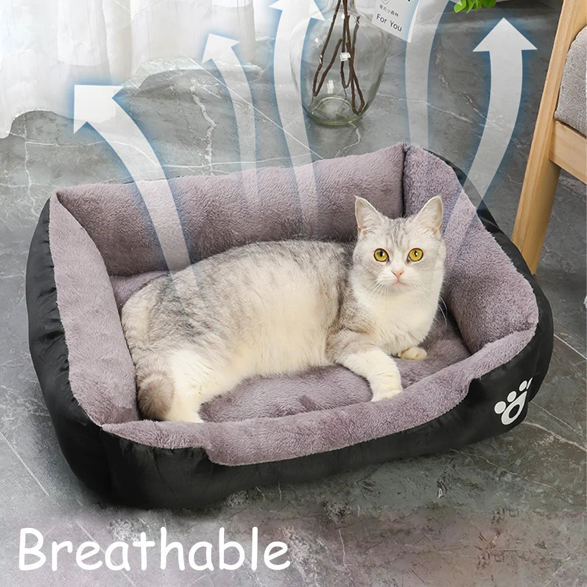 Soft Breathable Dog Bed Waterproof Non-Slip Cushion for Small Medium Large Pets - Machine Washable Puppy Sofa Mat Ditzy Petunia