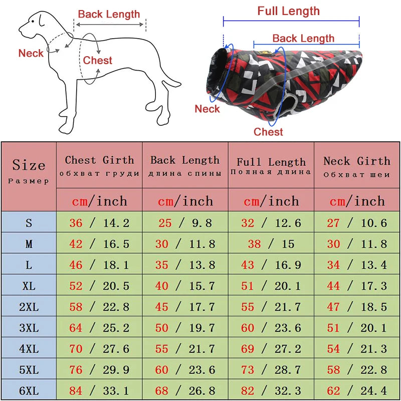 Waterproof Winter Dog Jacket | Reflective Warm Coat for Large Dogs | Warm Polyester Padded Dog Overalls