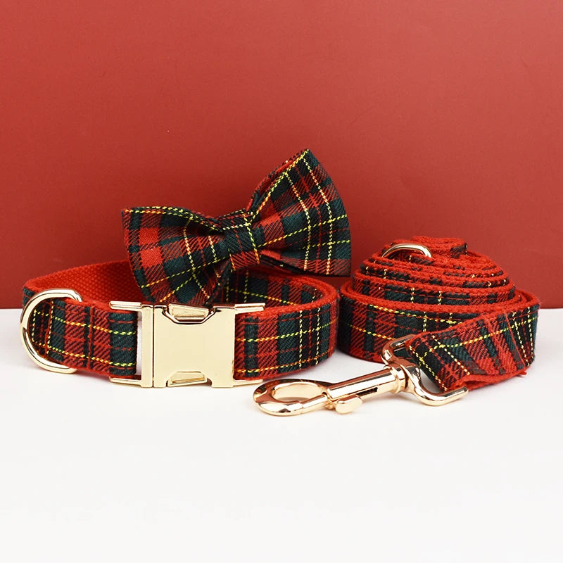 Custom Soft Cotton Dog Collar, Leash & Harness Set