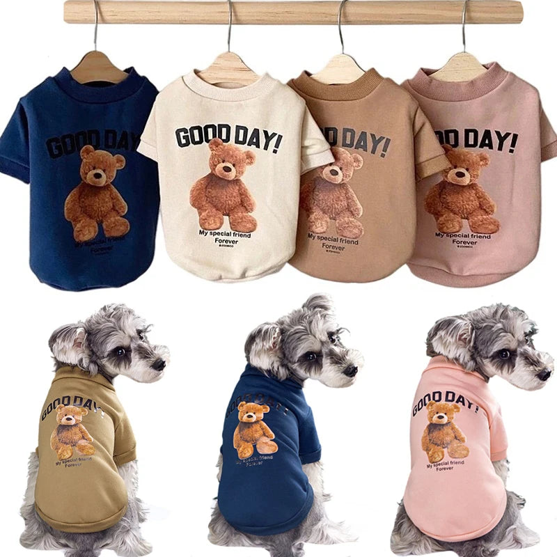 Winter Dog Clothes – Cute Puppy Warm Pullover Sweatshirt with Bear Pattern | Pet Jacket for Small & Medium Dogs, Cats | Chihuahua Costume Coat Ditzy Petunia