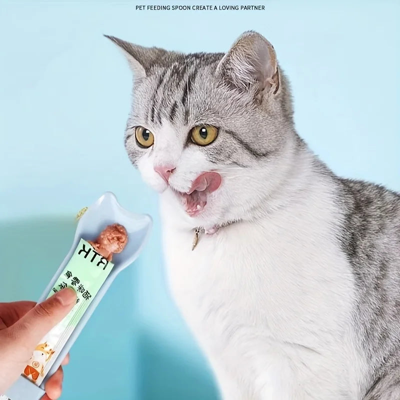 š± Cat Strip Squeeze Spoon ā Easy Feeder for Lickable Wet Treats & Liquid Snacks
